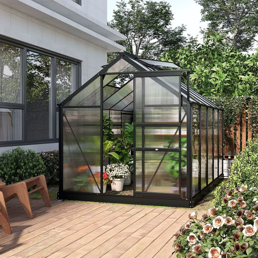 High-Quality 6x10ft Polycarbonate Greenhouse w/ Aluminium Frame & Slide Door - Perfect for All Plants - SGP Garden Ltd
