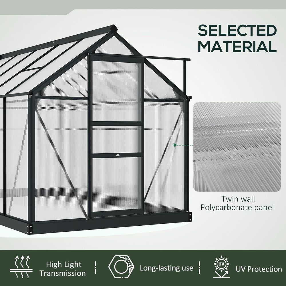 High-Quality 6x10ft Polycarbonate Greenhouse w/ Aluminium Frame & Slide Door - Perfect for All Plants - SGP Garden Ltd