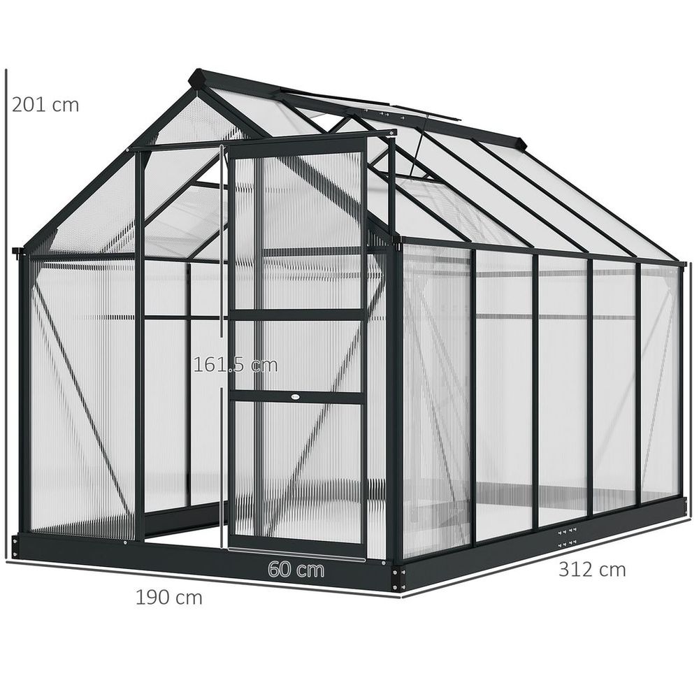 High-Quality 6x10ft Polycarbonate Greenhouse w/ Aluminium Frame & Slide Door - Perfect for All Plants - SGP Garden Ltd