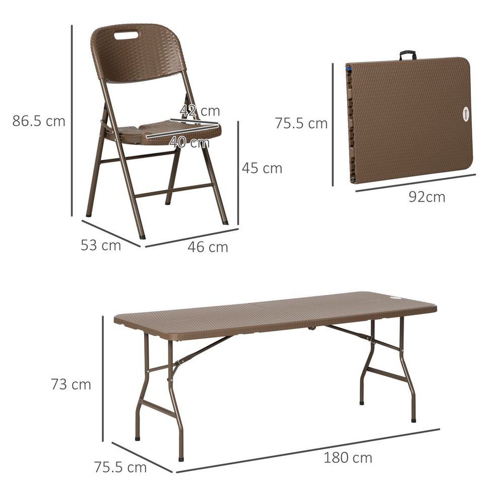 High-quality 7 PC HDPE Molding Resin Rattan Dining Set- Foldable Table & Chairs - SGP Garden Ltd