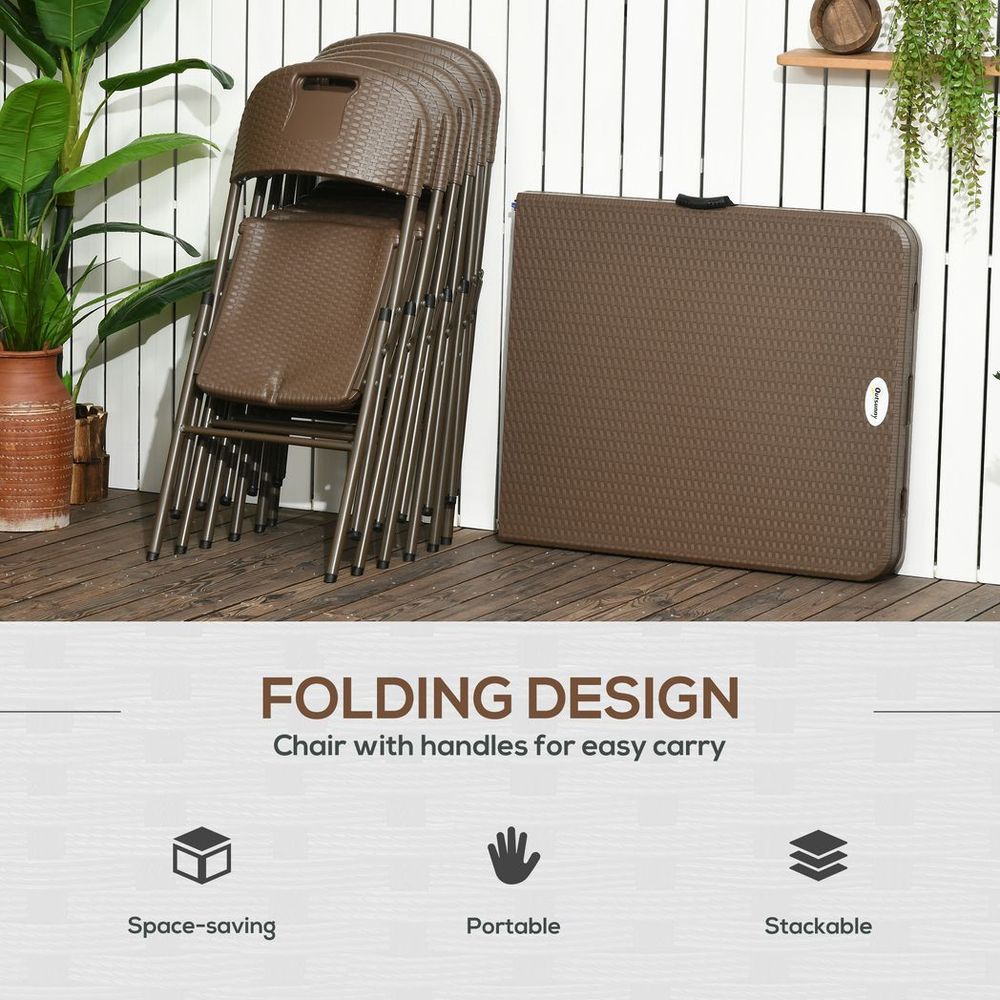 High-quality 7 PC HDPE Molding Resin Rattan Dining Set- Foldable Table & Chairs - SGP Garden Ltd