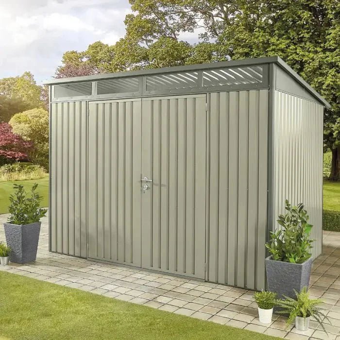 Hixon Shed 10FT x 6FT W 3m x D 1.84m x H 2.13m Green - SGP Garden Ltd