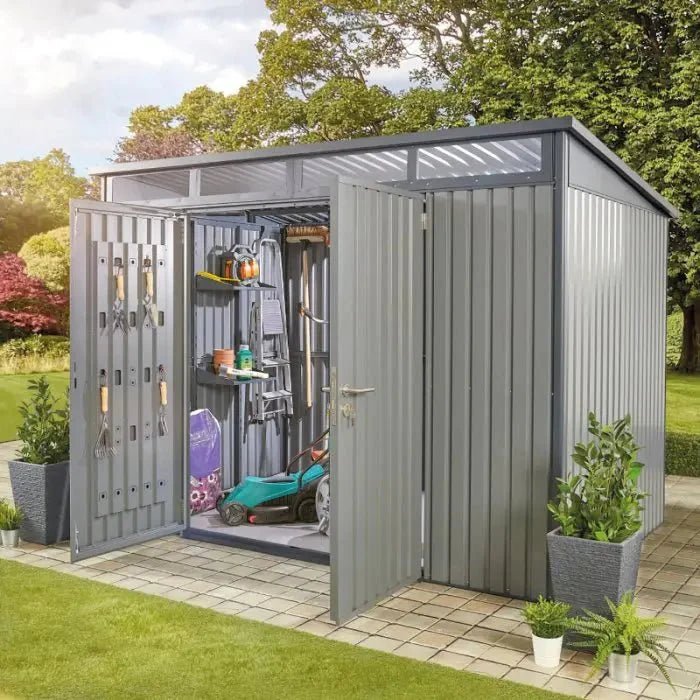 Hixon Shed 10FT x 6FT W 3m x D 1.84m x H 2.13m Grey - SGP Garden Ltd