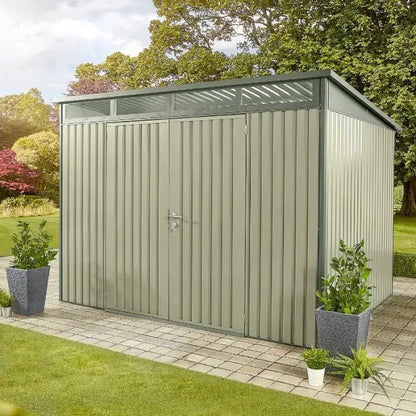 Hixon Shed 10FT x 8FT W 3m x D 2.44m x H 2.13m Green - SGP Garden Ltd