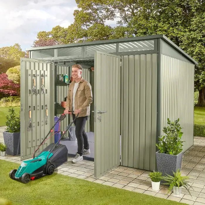 Hixon Shed 10FT x 8FT W 3m x D 2.44m x H 2.13m Green - SGP Garden Ltd