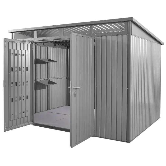 Hixon Shed 10FT x 8FT W 3m x D 2.44m x H 2.13m Grey - SGP Garden Ltd