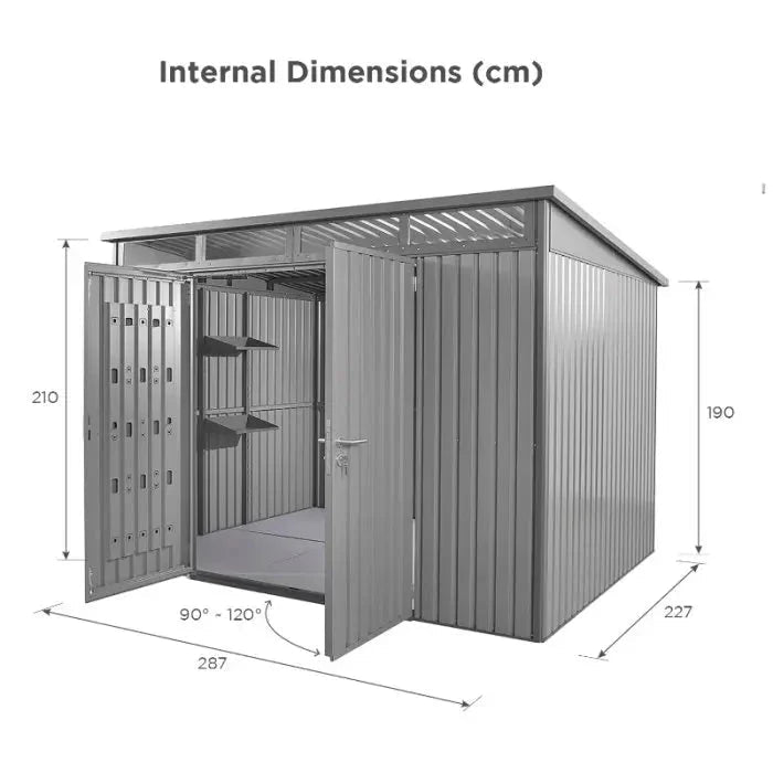 Hixon Shed 10FT x 8FT W 3m x D 2.44m x H 2.13m Grey - SGP Garden Ltd