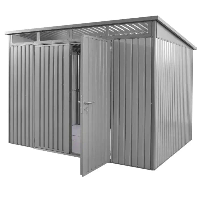 Hixon Shed 10FT x 8FT W 3m x D 2.44m x H 2.13m Grey - SGP Garden Ltd