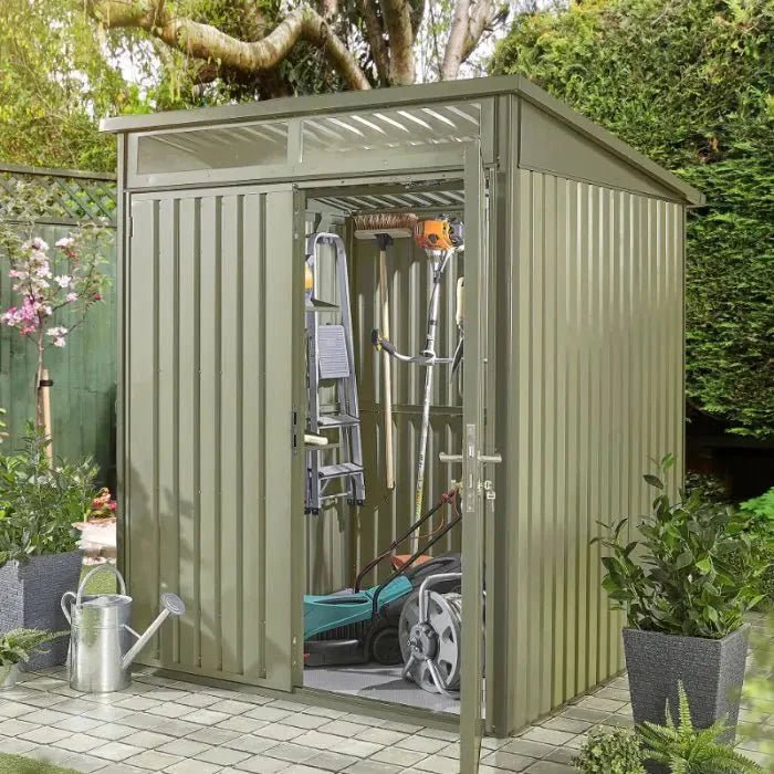 Hixon Shed 6FT x 6FT W 1.8m x D 1.84m x H 2.13m Green - SGP Garden Ltd