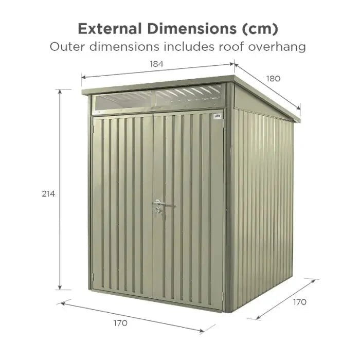 Hixon Shed 6FT x 6FT W 1.8m x D 1.84m x H 2.13m Green - SGP Garden Ltd