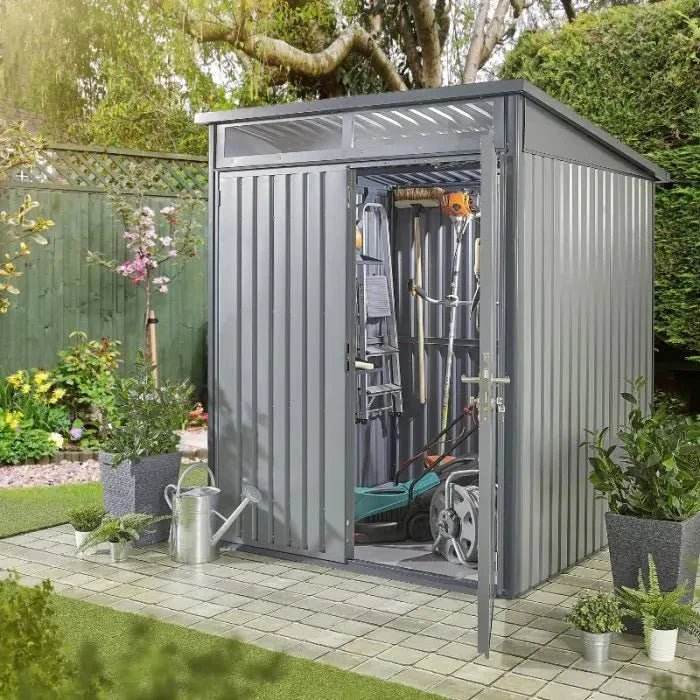 Hixon Shed 6FT x 6FT W 1.8m x D 1.84m x H 2.13m Grey - SGP Garden Ltd