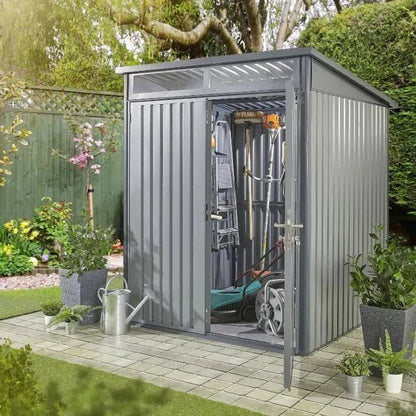 Hixon Shed 6FT x 6FT W 1.8m x D 1.84m x H 2.13m Grey - SGP Garden Ltd