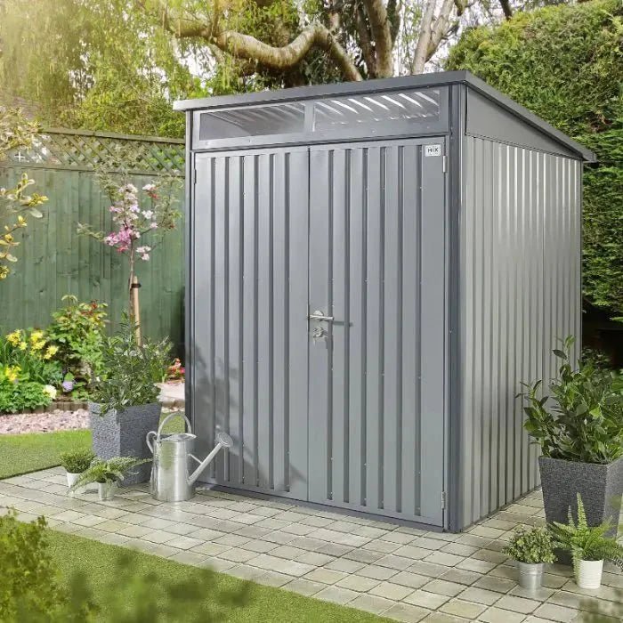 Hixon Shed 6FT x 6FT W 1.8m x D 1.84m x H 2.13m Grey - SGP Garden Ltd
