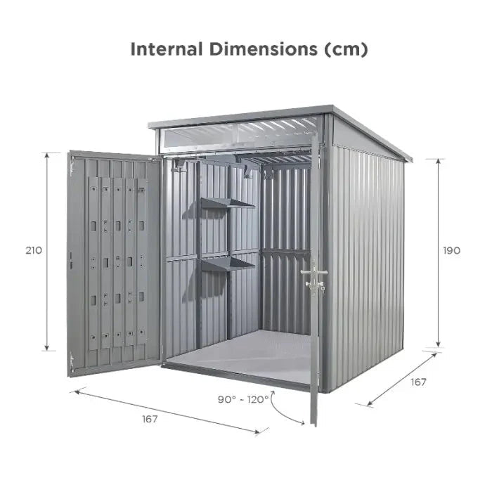 Hixon Shed 6FT x 6FT W 1.8m x D 1.84m x H 2.13m Grey - SGP Garden Ltd
