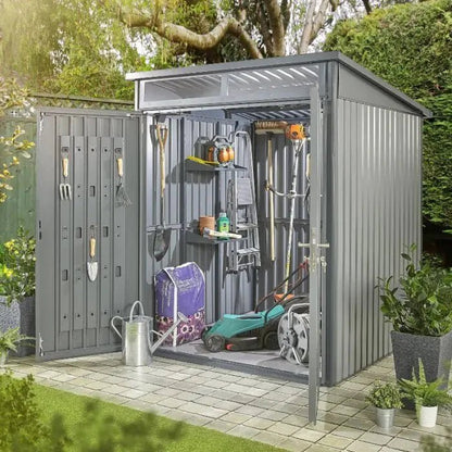 Hixon Shed 6FT x 6FT W 1.8m x D 1.84m x H 2.13m Grey - SGP Garden Ltd