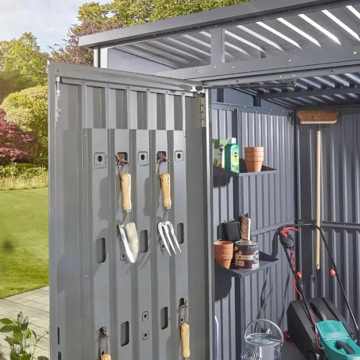 Hixon Shed 8FT x 6FT W 2.4m x D 1.84m x H 2.13m Grey - SGP Garden Ltd