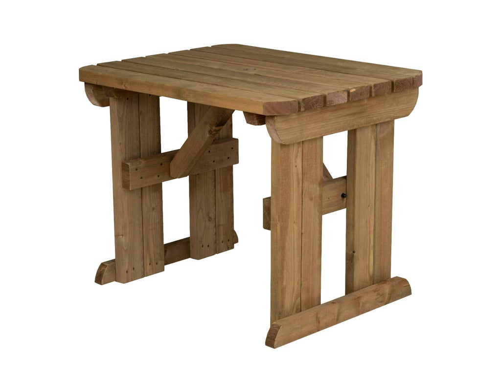 Hollies Rounded Wooden Garden Table, Outdoor Picnic Dining Desk - Rustic Finish - SGP Garden Ltd
