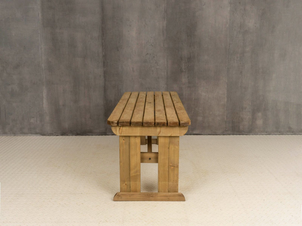 Hollies Rounded Wooden Garden Table, Outdoor Picnic Dining Desk - Rustic Finish - SGP Garden Ltd