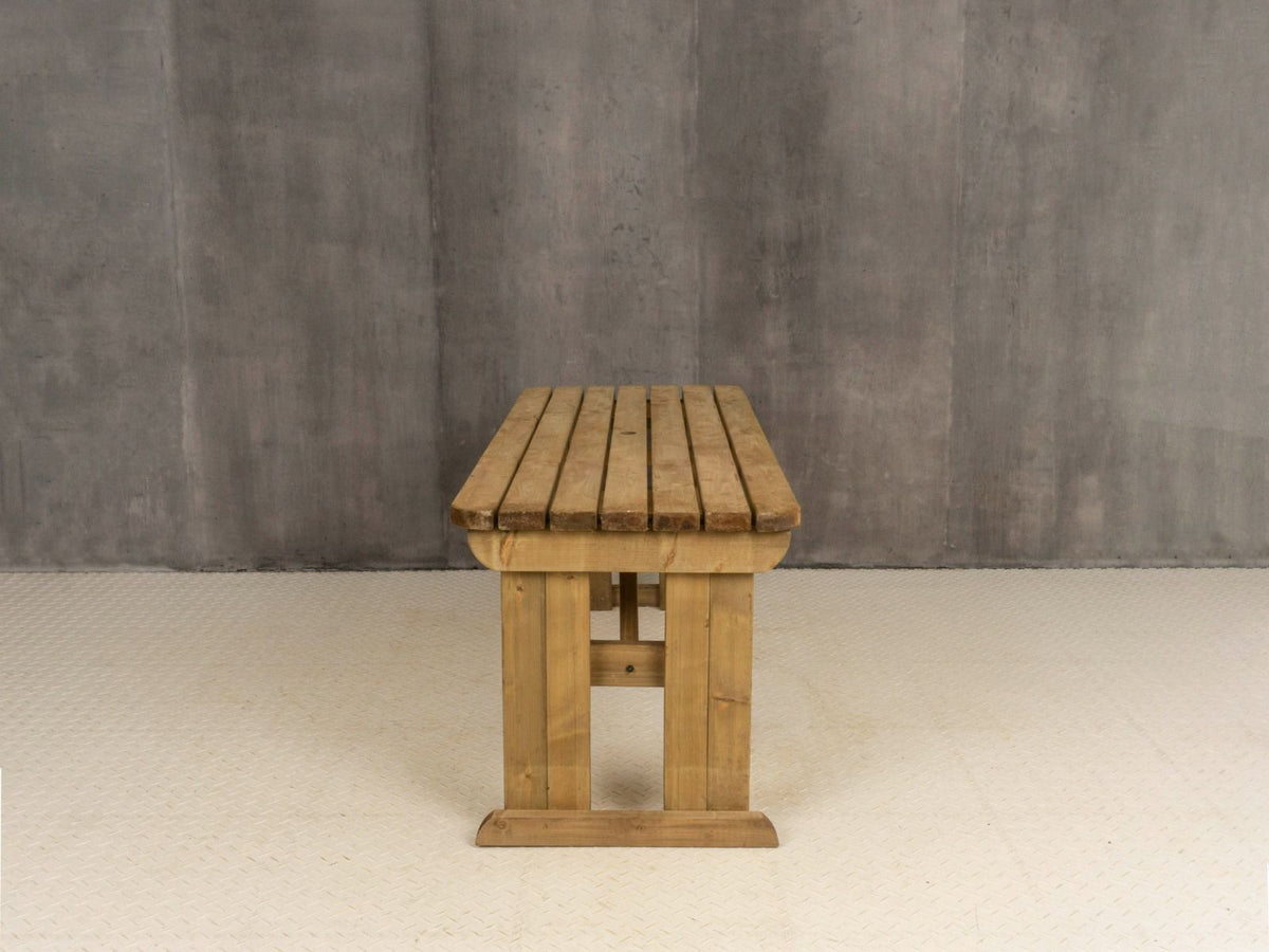 Hollies Rounded Wooden Garden Table, Outdoor Picnic Dining Desk - Rustic Finish - SGP Garden Ltd