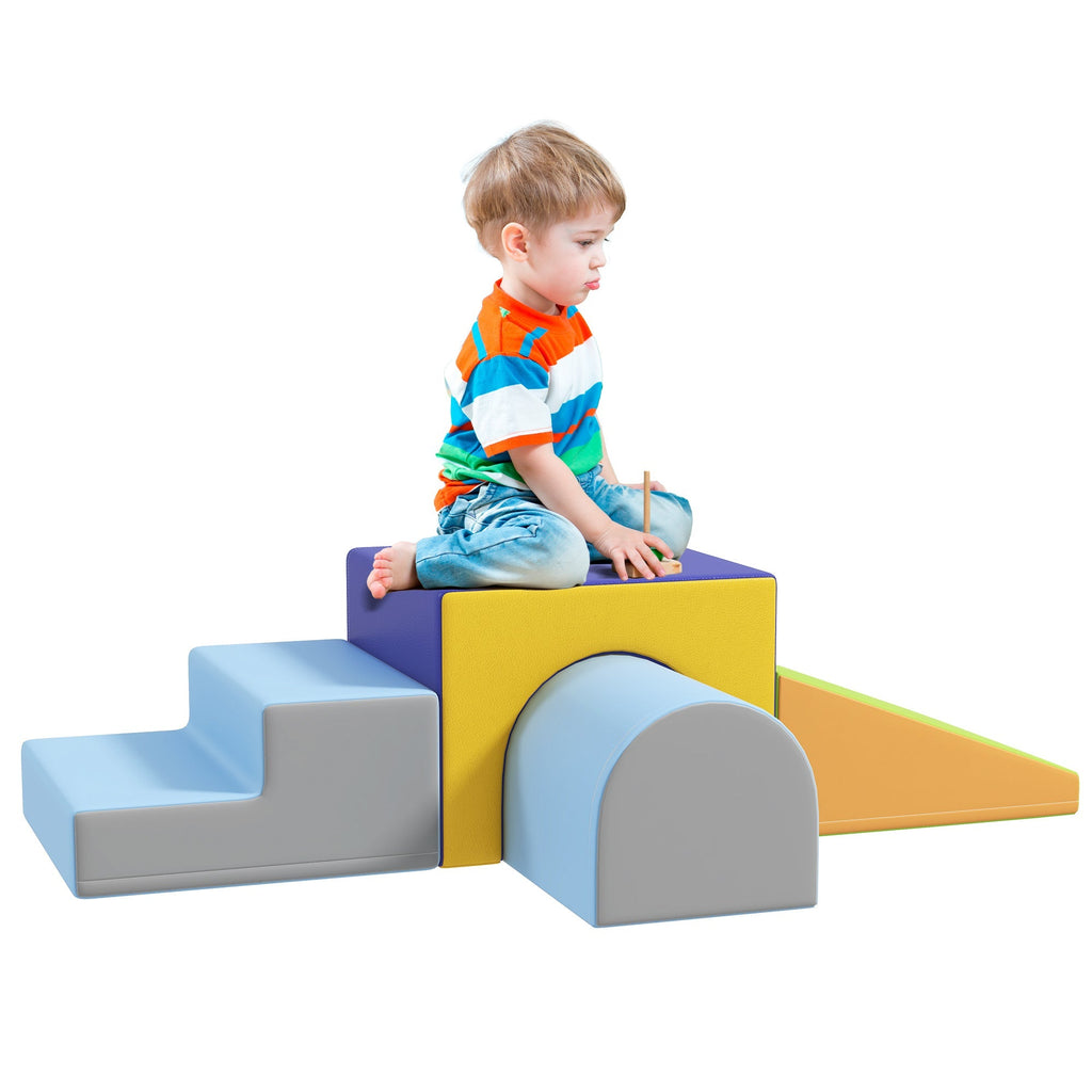 HOMCOM 4-Piece Soft Play Set for Toddlers, Multicoloured - SGP Garden Ltd