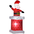 HOMCOM 7ft Christmas Inflatable Santa Claus from Chimney with LED Lights - SGP Garden Ltd