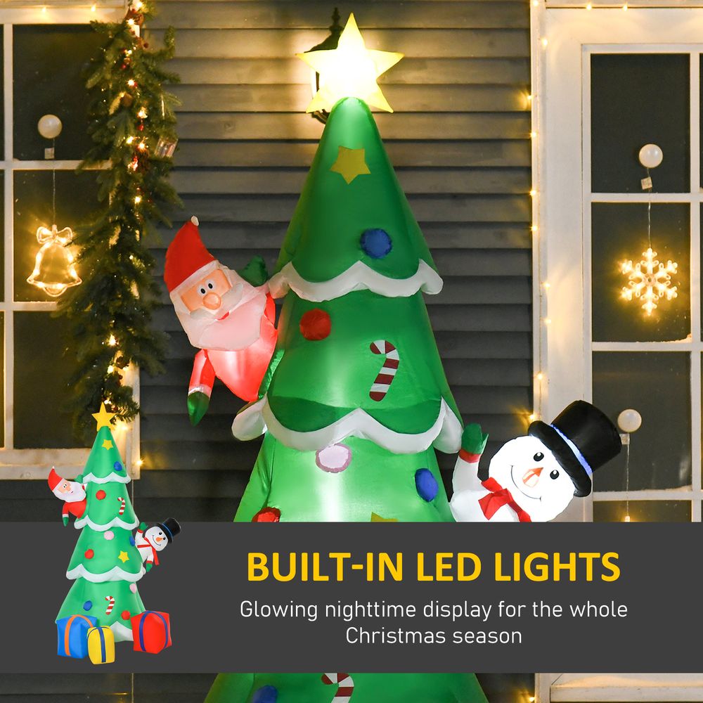 HOMCOM 7FT Christmas Inflatable Tree LED Lighted for Indoor Outdoor Decoration - SGP Garden Ltd