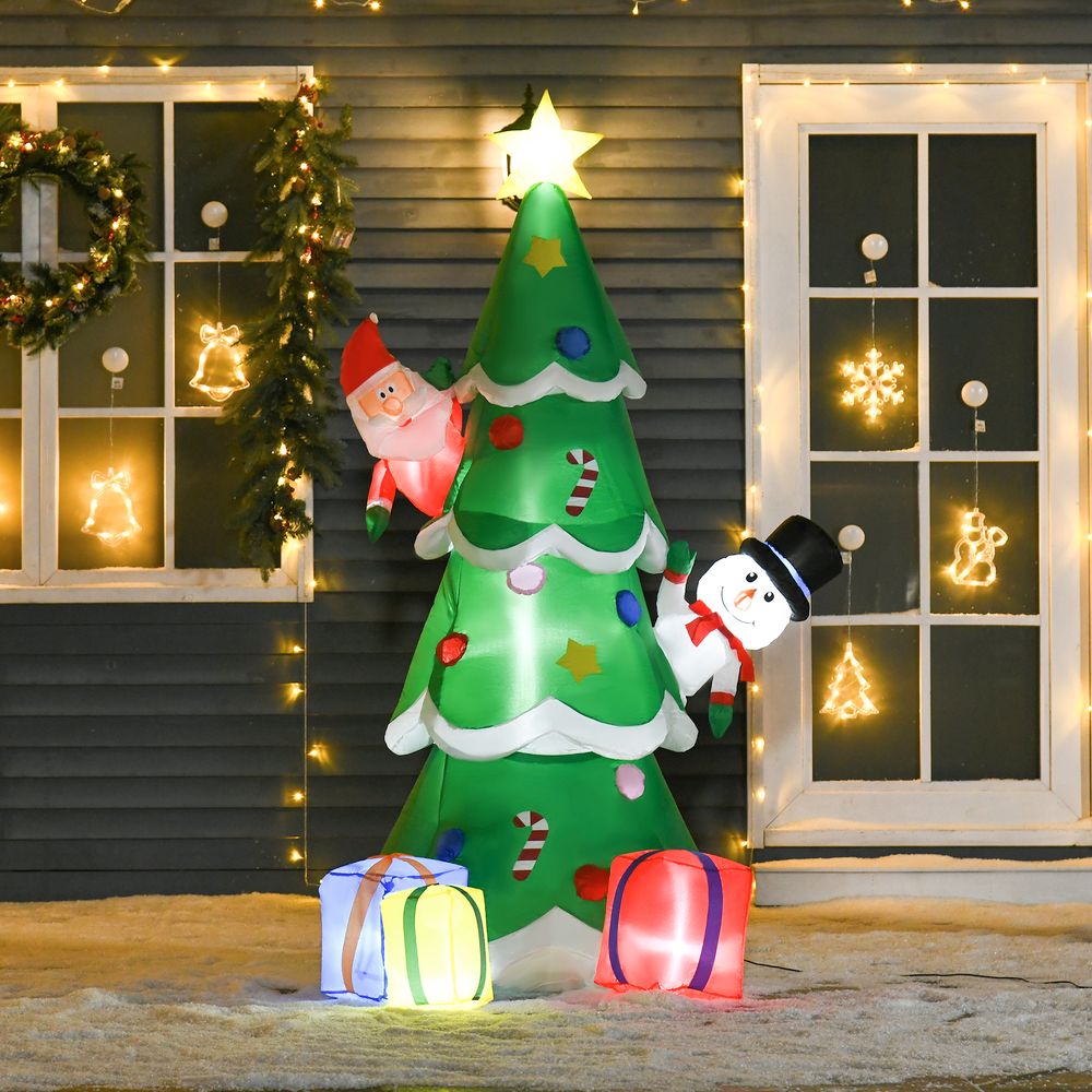 HOMCOM 7FT Christmas Inflatable Tree LED Lighted for Indoor Outdoor Decoration - SGP Garden Ltd