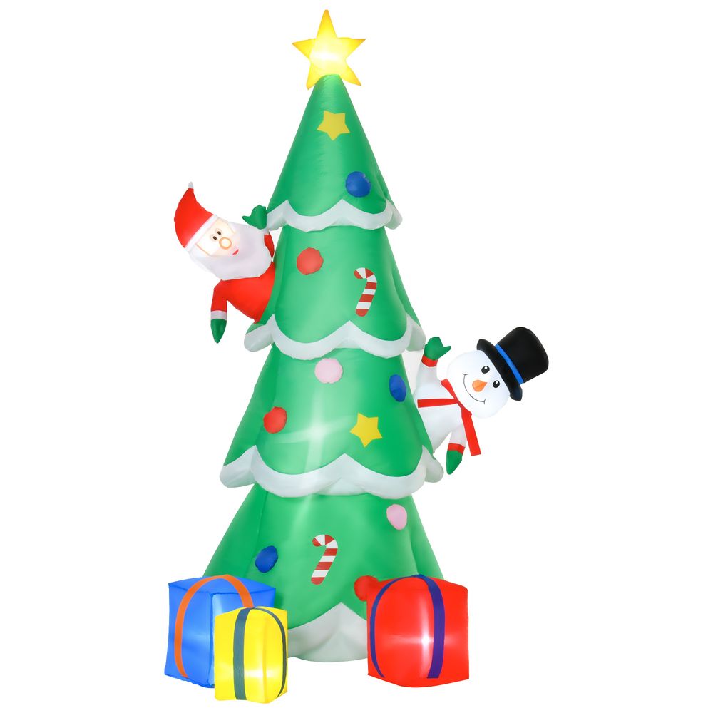 HOMCOM 7FT Christmas Inflatable Tree LED Lighted for Indoor Outdoor Decoration - SGP Garden Ltd
