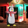 HOMCOM 8ft Inflatable Penguin & Christmas Banner Decoration w/Inner LED Lights Indoor Outdoor Weather-Resistant Shell Fun Cute - SGP Garden Ltd