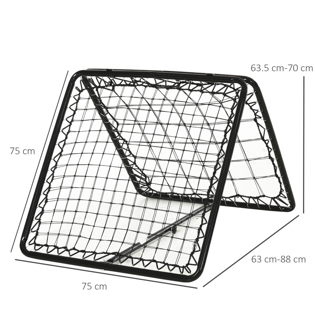 HOMCOM Angle Adjustable Double Sided Rebounder Net Training Aid Target Soccer Goal Kickback For Football, Baseball, Basketball - 75L x 75W cm - SGP Garden Ltd