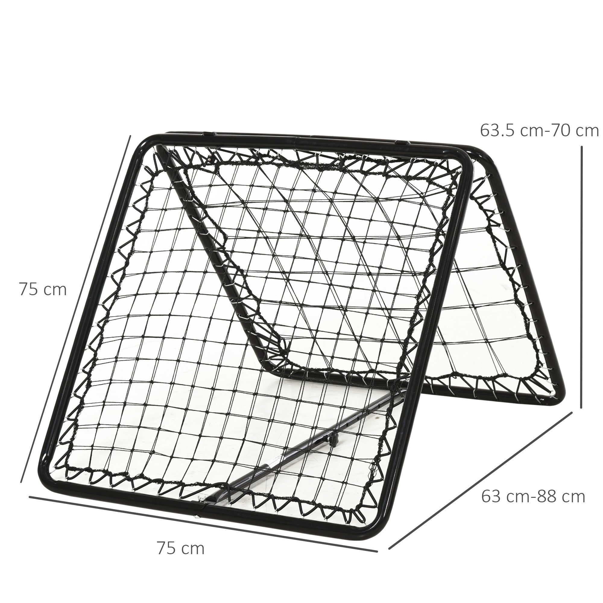 HOMCOM Angle Adjustable Double Sided Rebounder Net Training Aid Target Soccer Goal Kickback For Football, Baseball, Basketball - 75L x 75W cm - SGP Garden Ltd