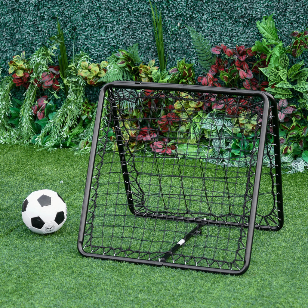 HOMCOM Angle Adjustable Double Sided Rebounder Net Training Aid Target Soccer Goal Kickback For Football, Baseball, Basketball - 75L x 75W cm - SGP Garden Ltd