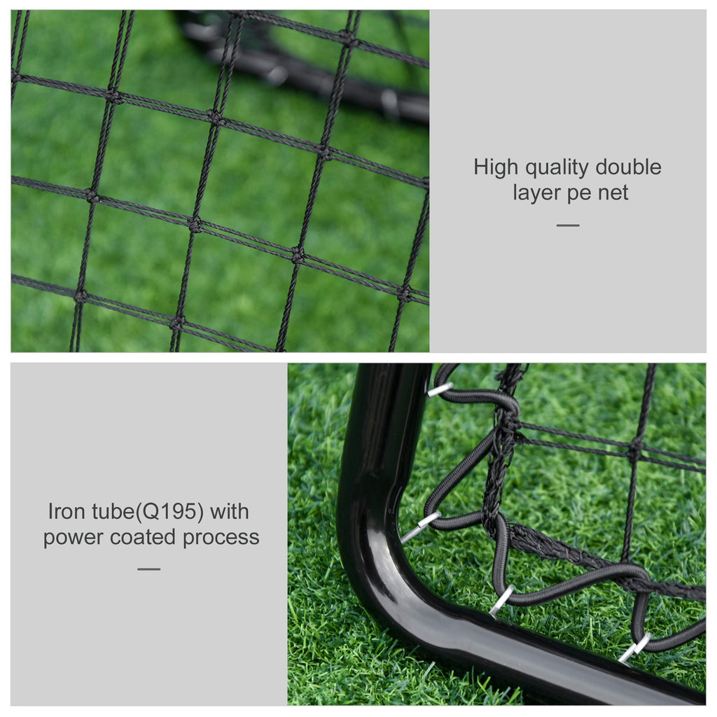 HOMCOM Angle Adjustable Double Sided Rebounder Net Training Aid Target Soccer Goal Kickback For Football, Baseball, Basketball - 75L x 75W cm - SGP Garden Ltd