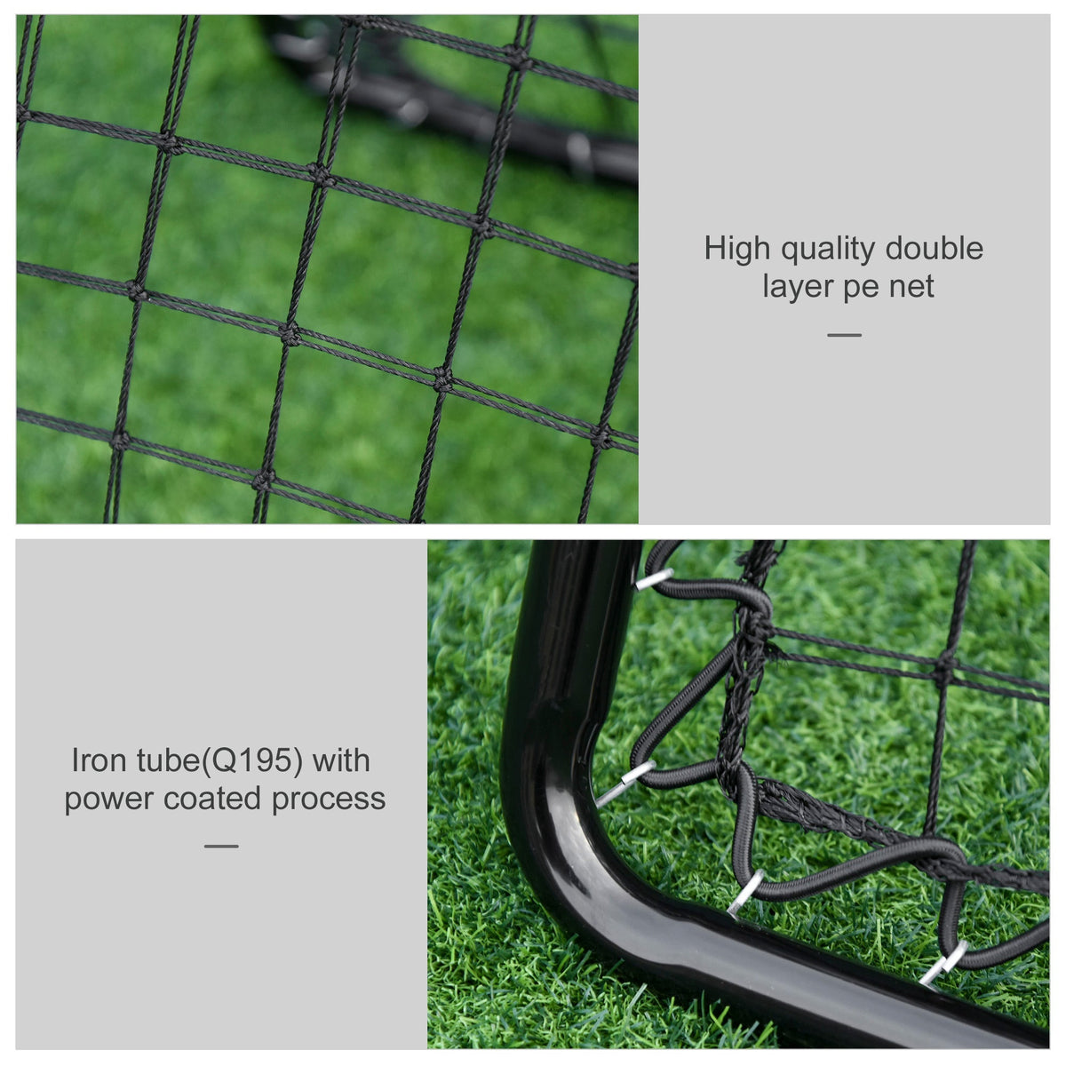 HOMCOM Angle Adjustable Double Sided Rebounder Net Training Aid Target Soccer Goal Kickback For Football, Baseball, Basketball - 75L x 75W cm - SGP Garden Ltd