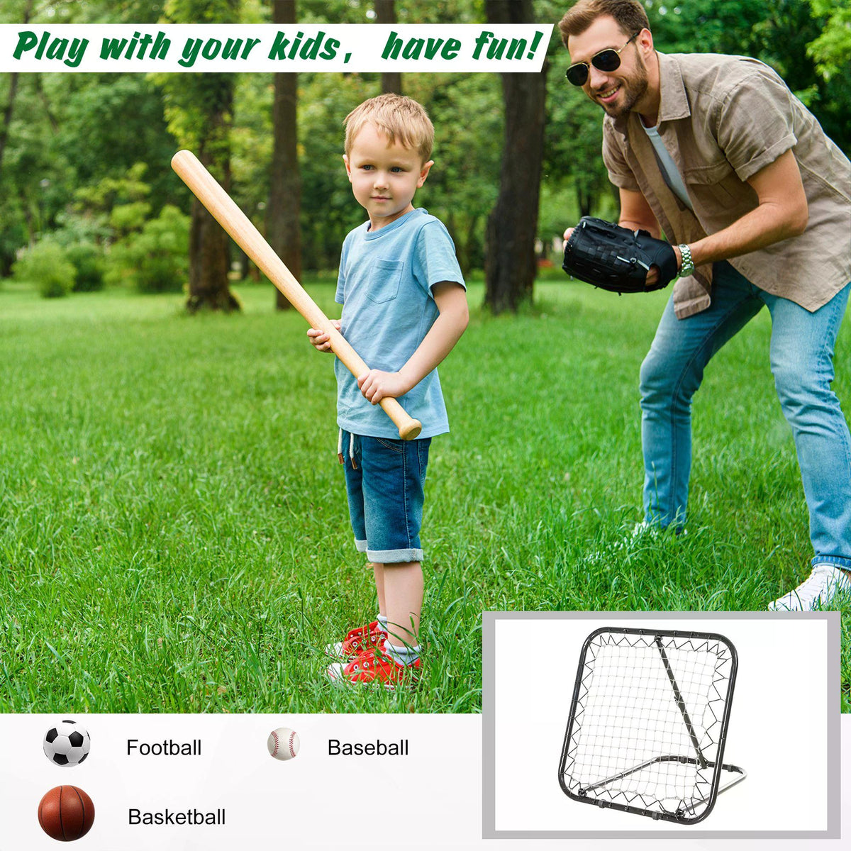 HOMCOM Angle Adjustable Rebounder Net Goal Training Set Football, Baseball - SGP Garden Ltd