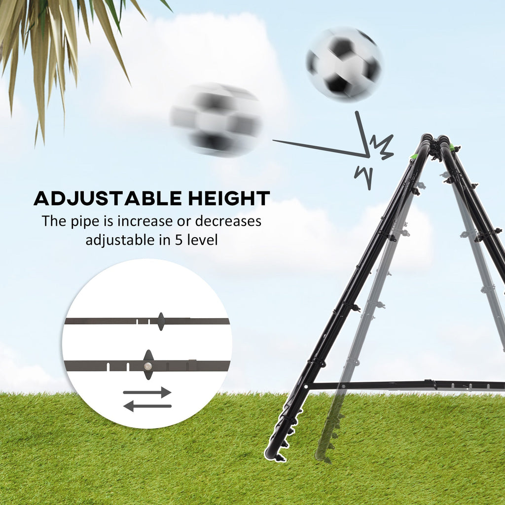 HOMCOM Double Sided Football Rebounder Net, Football Rebound Goal with Five Adjustable Angles, Black - SGP Garden Ltd