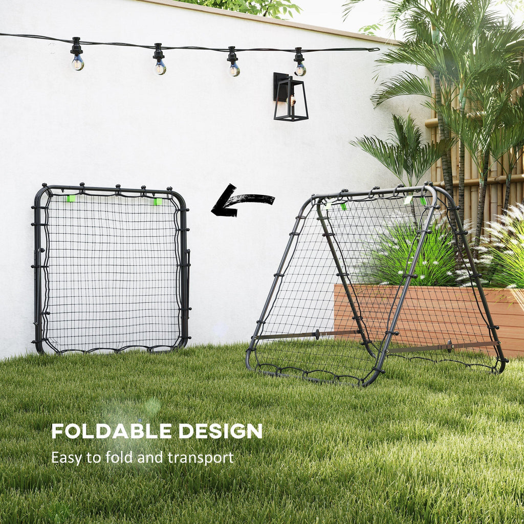 HOMCOM Double Sided Football Rebounder Net, Football Rebound Goal with Five Adjustable Angles, Black - SGP Garden Ltd