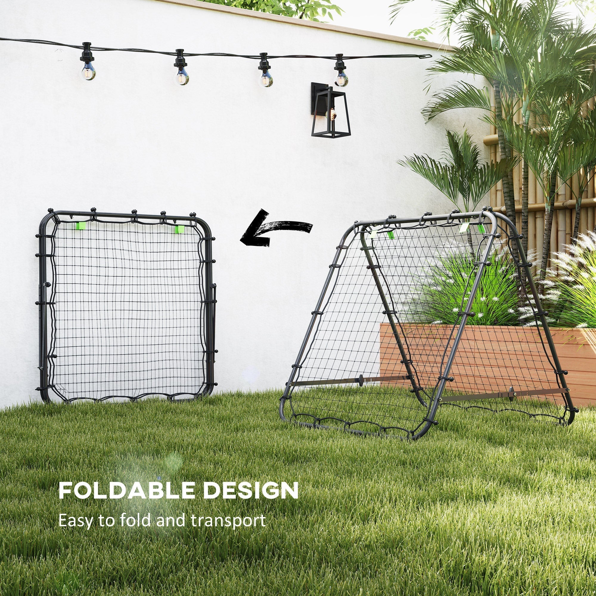 HOMCOM Double Sided Football Rebounder Net, Football Rebound Goal with Five Adjustable Angles, Black - SGP Garden Ltd