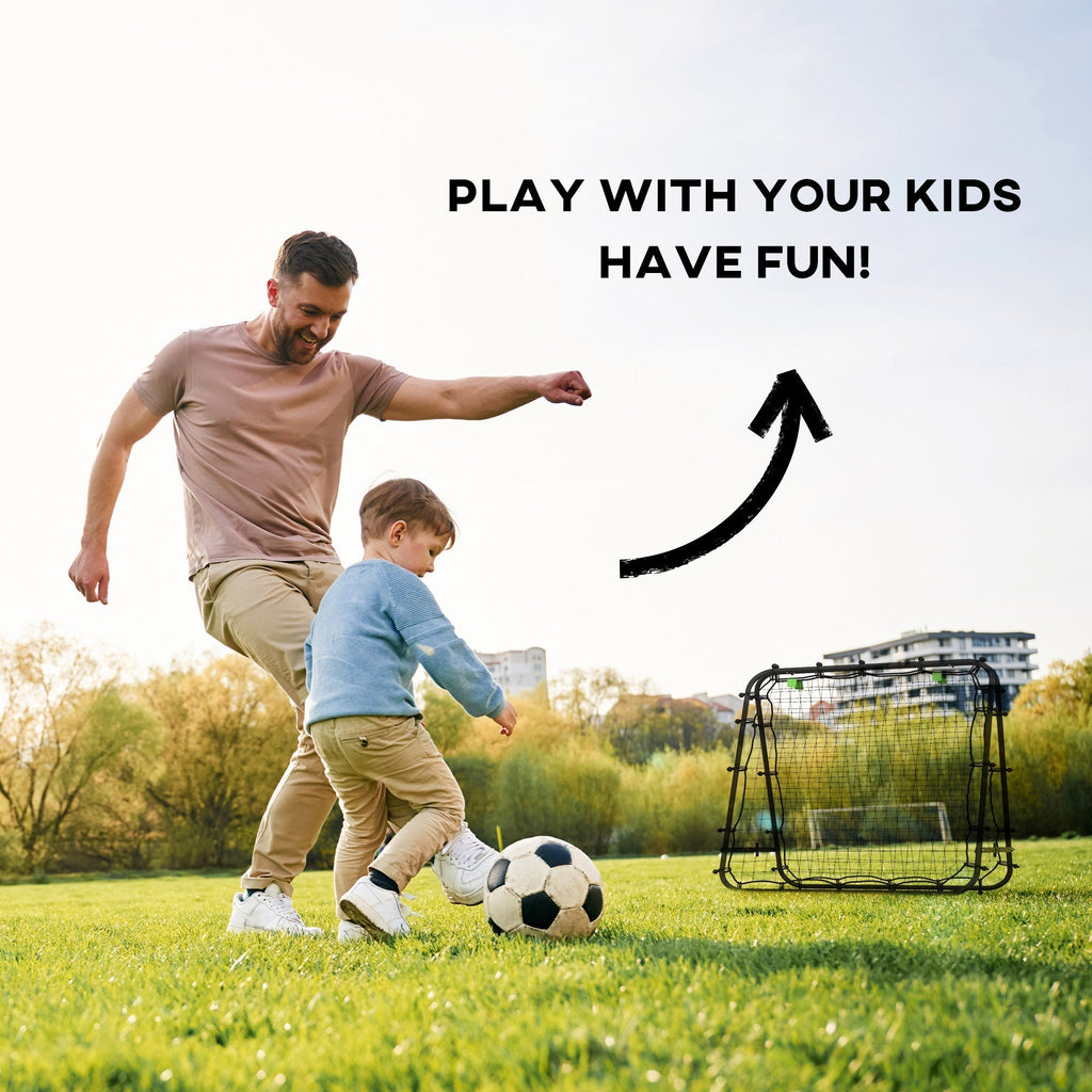 HOMCOM Double Sided Football Rebounder Net, Football Rebound Goal with Five Adjustable Angles, Black - SGP Garden Ltd