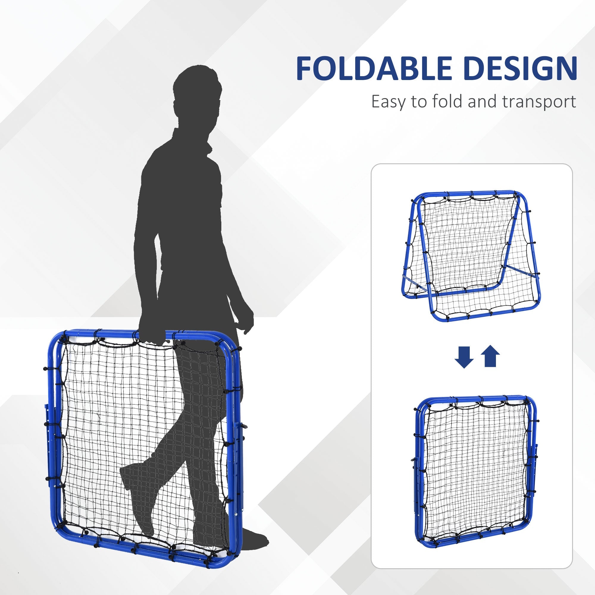 HOMCOM Double Sided Football Rebounder Net, Football Rebound Goal with Five Adjustable Angles, Blue - SGP Garden Ltd