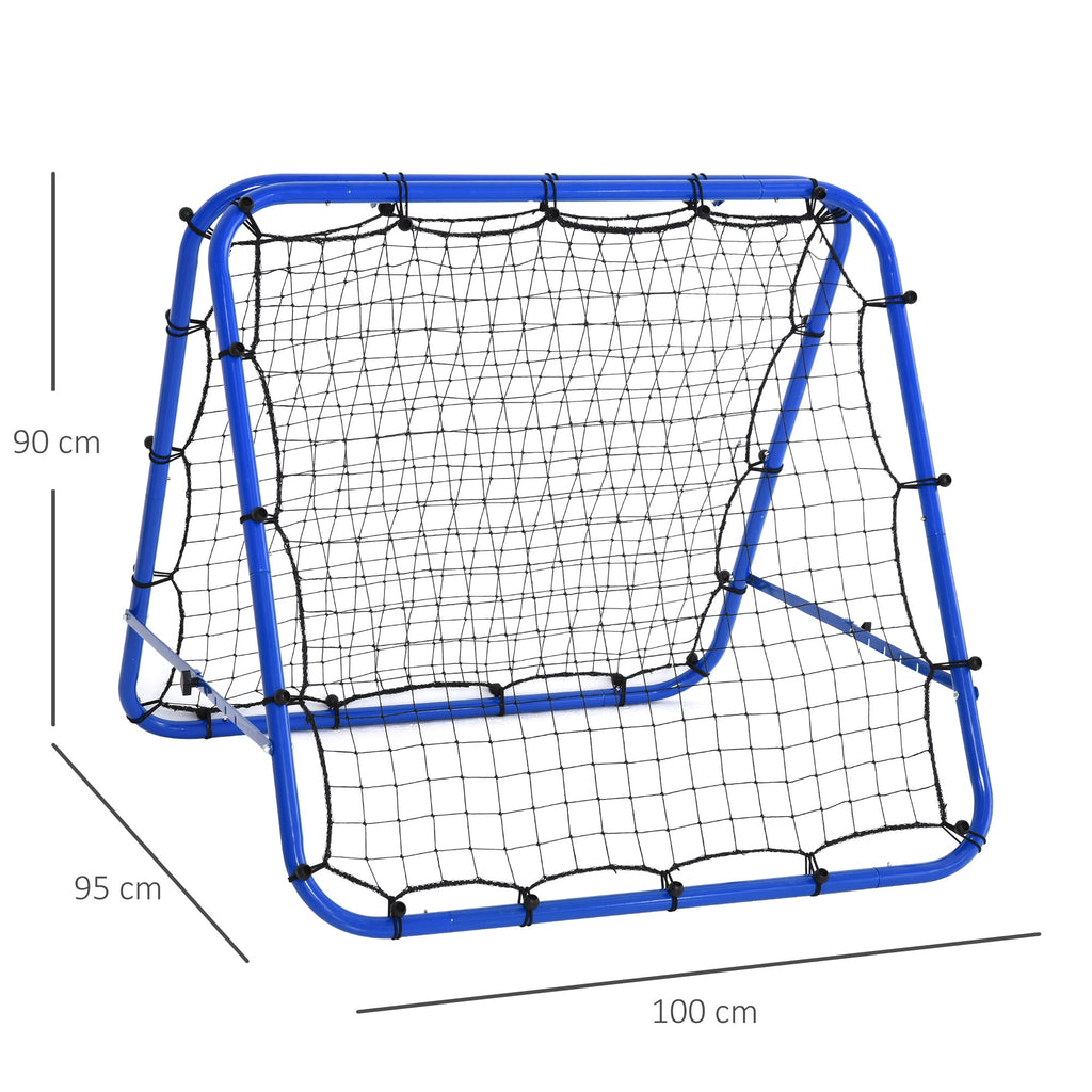 HOMCOM Double Sided Football Rebounder Net, Football Rebound Goal with Five Adjustable Angles, Blue - SGP Garden Ltd