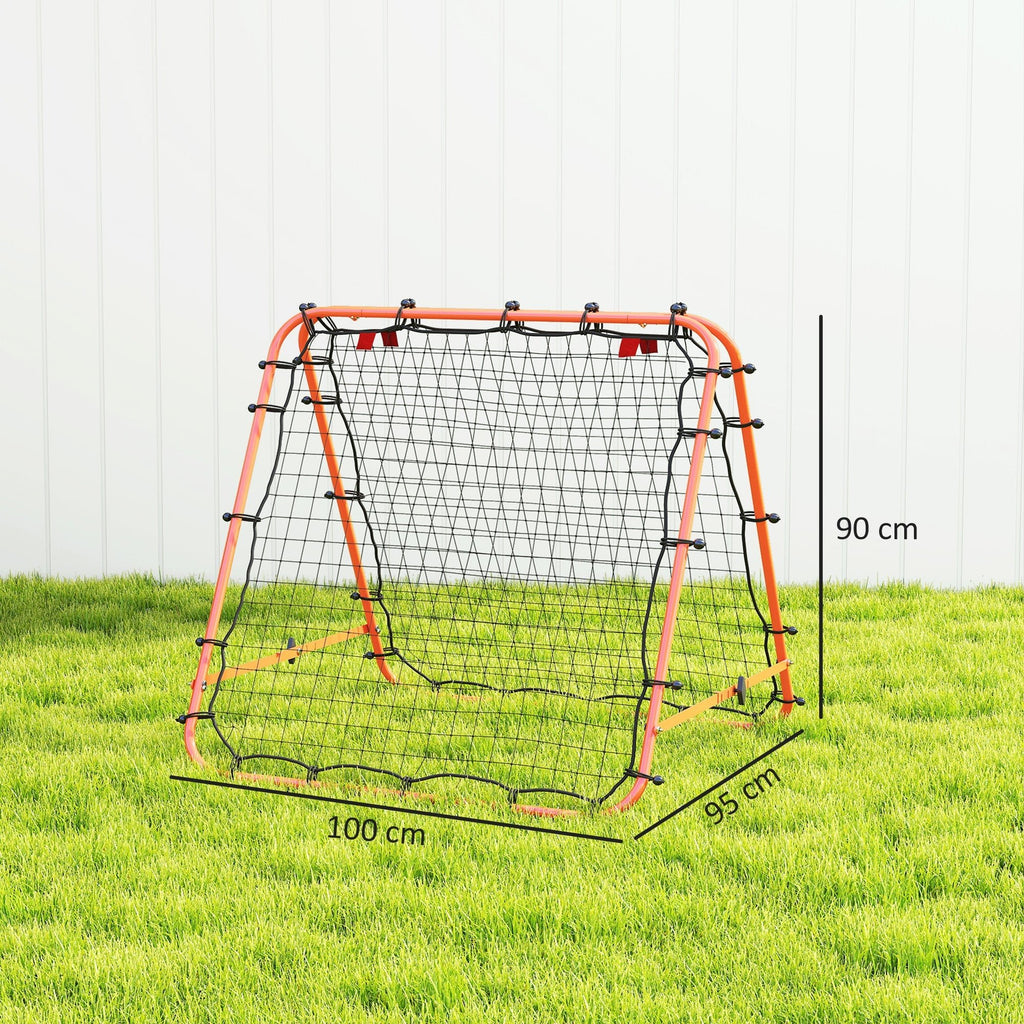 HOMCOM Double Sided Football Rebounder Net, Football Rebound Goal with Five Adjustable Angles, Orange - SGP Garden Ltd