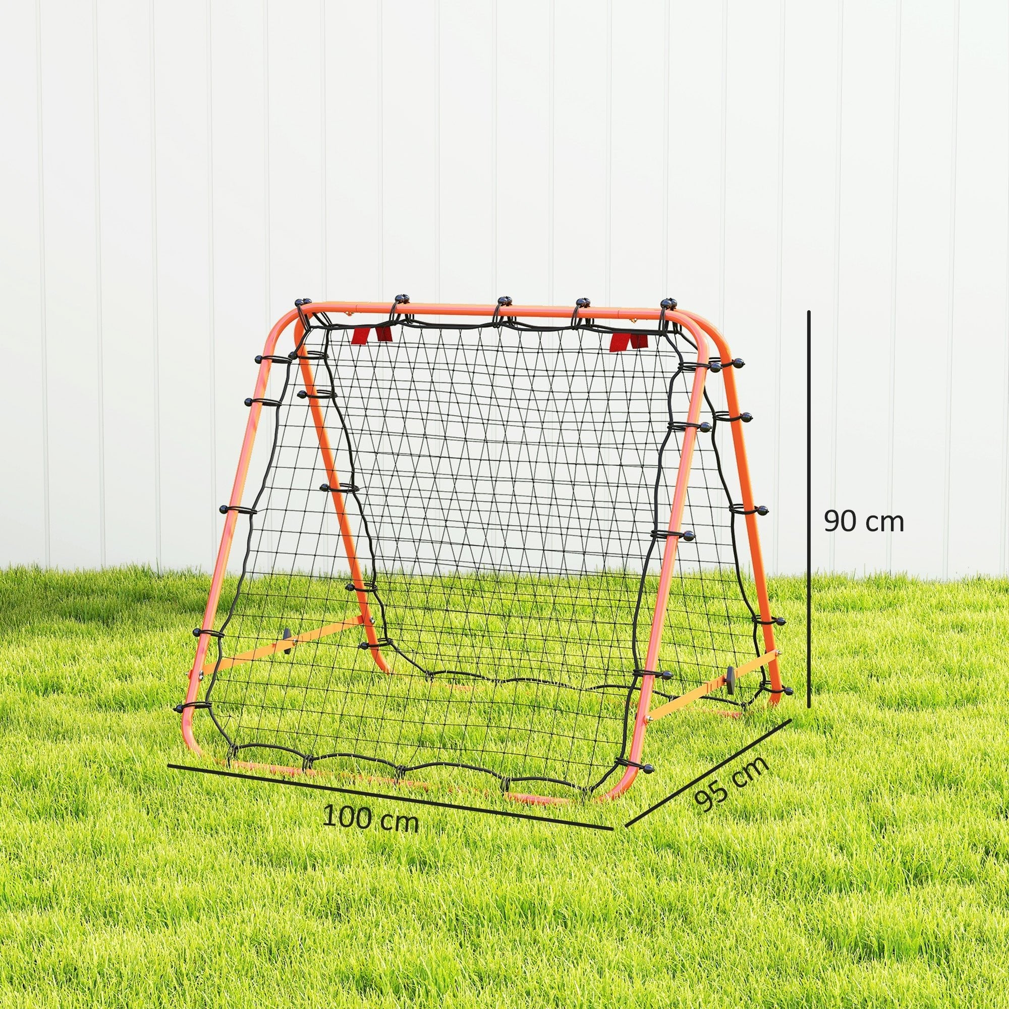 HOMCOM Double Sided Football Rebounder Net, Football Rebound Goal with Five Adjustable Angles, Orange - SGP Garden Ltd