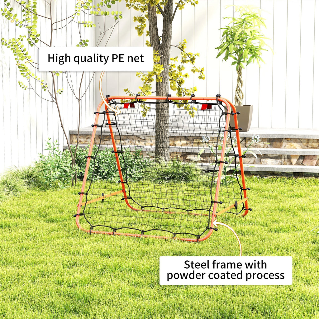 HOMCOM Double Sided Football Rebounder Net, Football Rebound Goal with Five Adjustable Angles, Orange - SGP Garden Ltd