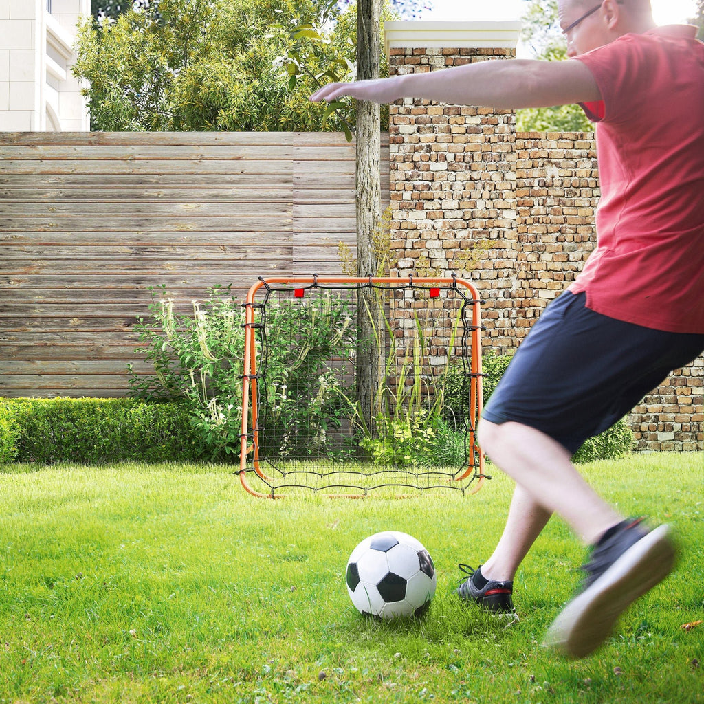 HOMCOM Double Sided Football Rebounder Net, Football Rebound Goal with Five Adjustable Angles, Orange - SGP Garden Ltd