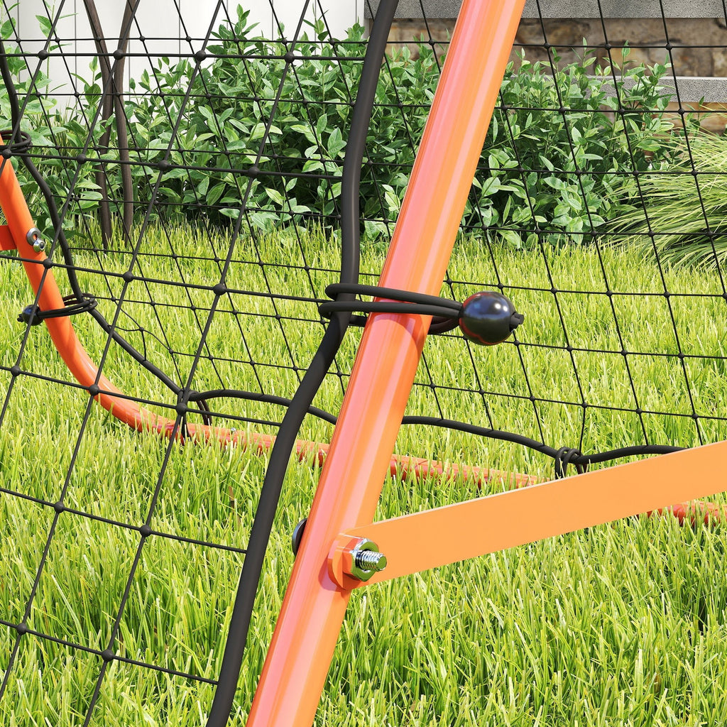 HOMCOM Double Sided Football Rebounder Net, Football Rebound Goal with Five Adjustable Angles, Orange - SGP Garden Ltd