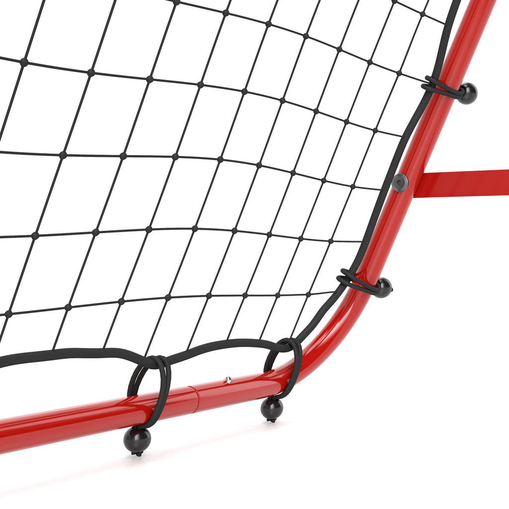 HOMCOM Double Sided Football Rebounder Net, Football Rebound Goal with Five Adjustable Angles, Red - SGP Garden Ltd