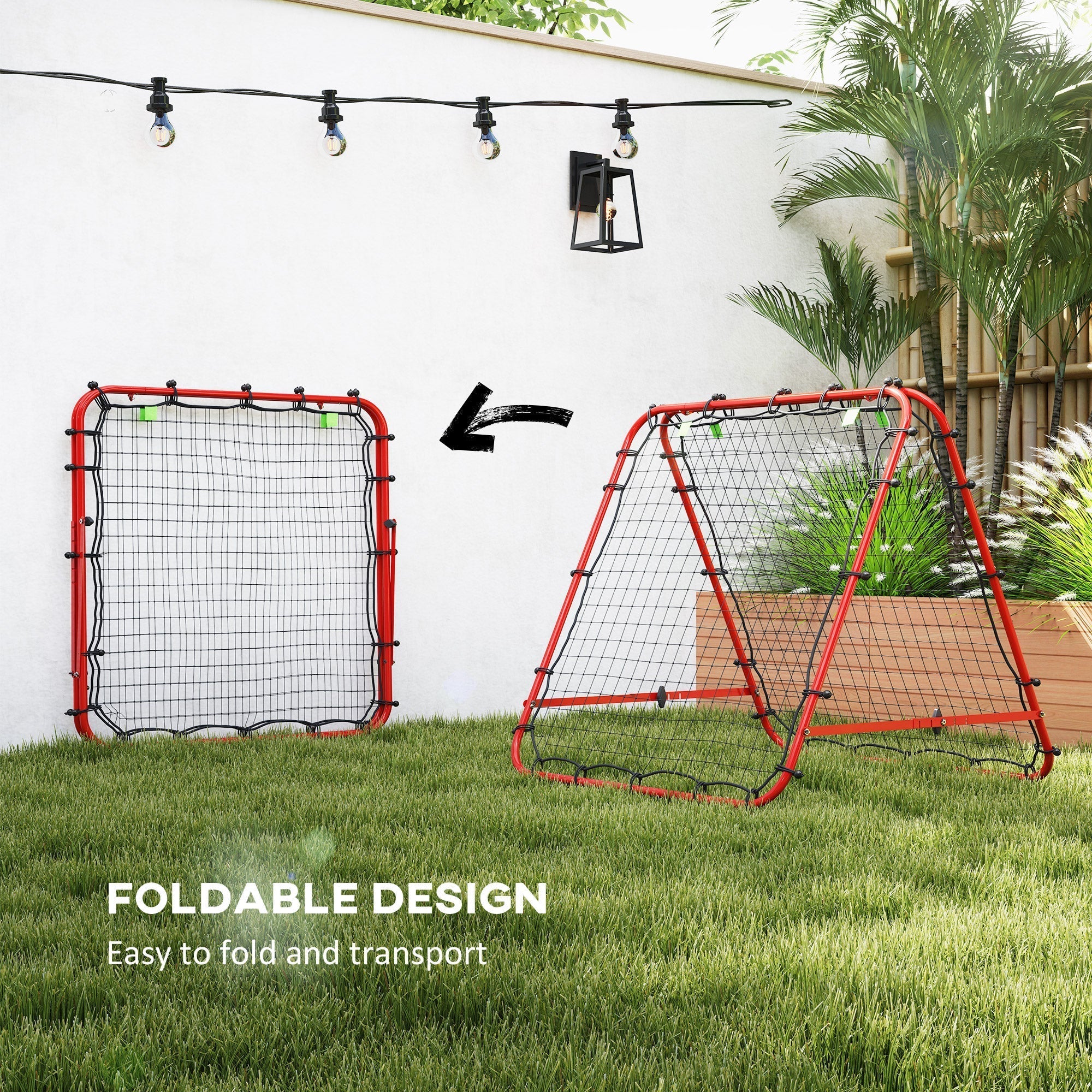 HOMCOM Double Sided Football Rebounder Net, Football Rebound Goal with Five Adjustable Angles, Red - SGP Garden Ltd