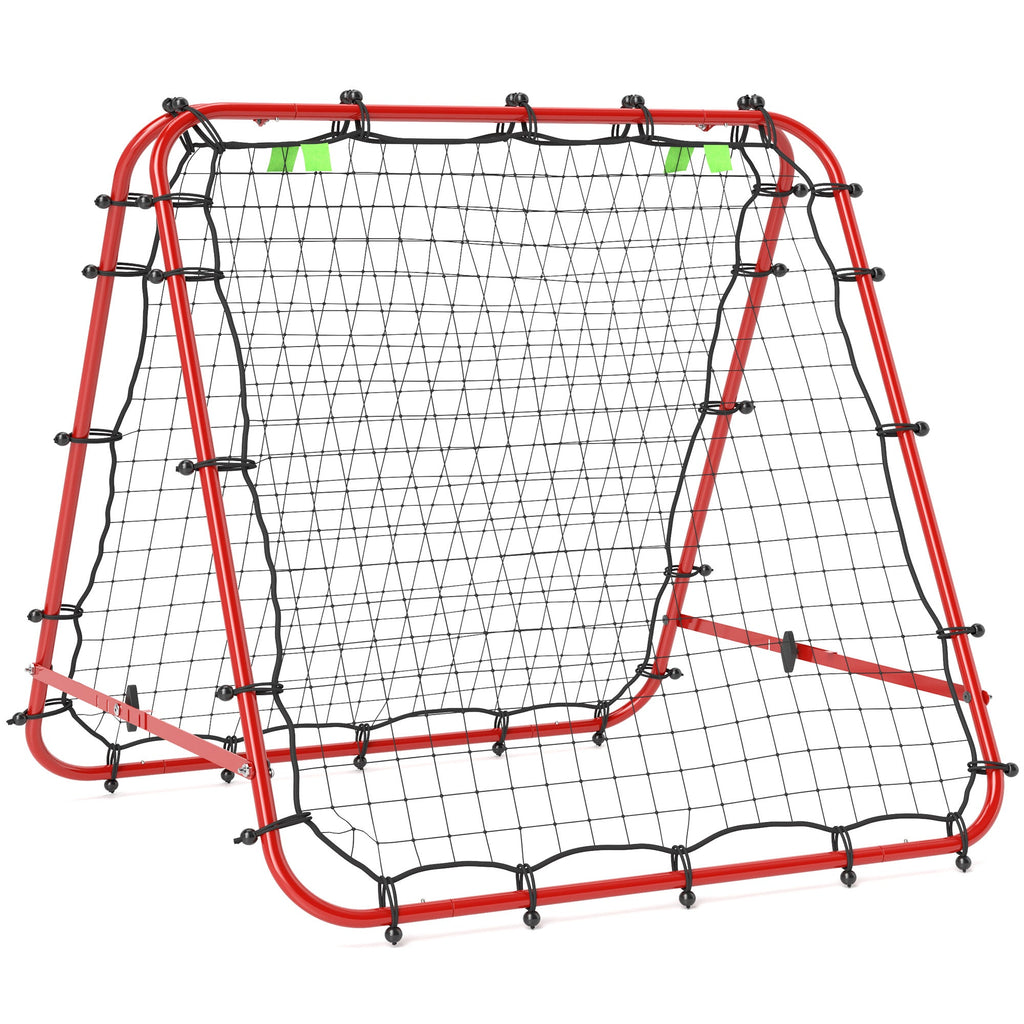 HOMCOM Double Sided Football Rebounder Net, Football Rebound Goal with Five Adjustable Angles, Red - SGP Garden Ltd