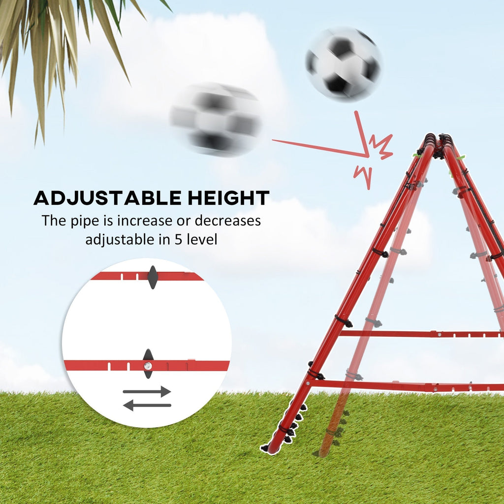 HOMCOM Double Sided Football Rebounder Net, Football Rebound Goal with Five Adjustable Angles, Red - SGP Garden Ltd